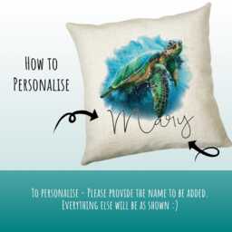 Personalised Sea Turtle Cushion Gift Printed Name Design - Throw Pillow For Boy Girl Nursery Bedroom Christmas Cs084 - thumbnail 3