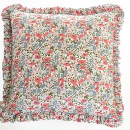 Liberty London Floral Pillow Cover Poppy & Daisy Ruffled Cushion, Choose Your Size - thumbnail 2