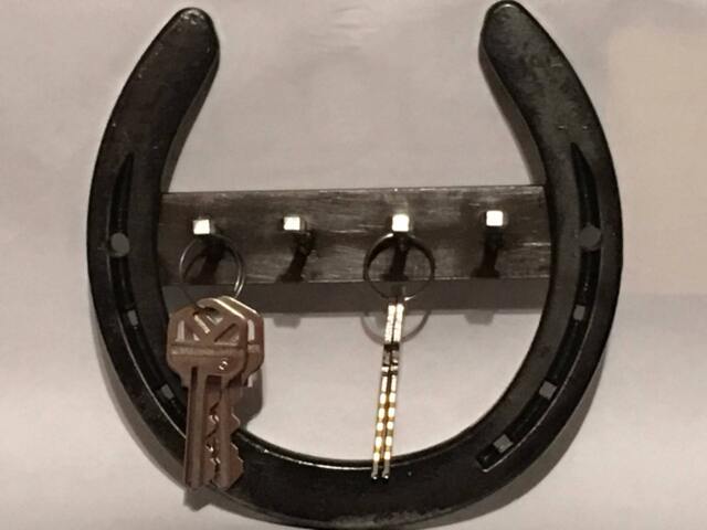 Unique Key Holder For Wall Rustic Home Decor, Horseshoe Bachelor Pad Gift, Hook, Entryway Organizer, Ranch Country Western - image 1