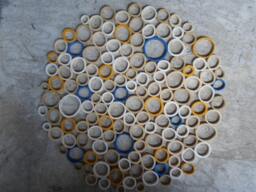 Abstract Circles Wall Hanging Navy, Mustard, & White Paper Art - 15In - thumbnail 1
