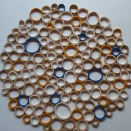 Abstract Circles Wall Hanging Navy, Mustard, & White Paper Art - 15In - thumbnail 4