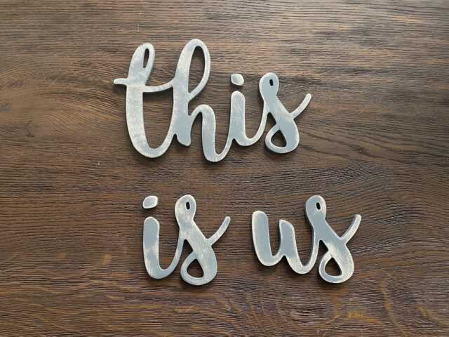 This Is Us Wooden Sign - Farmhouse Wall Decor Rustic Family Home Modern Script Wood Cutout - image 1