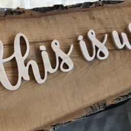This Is Us Wooden Sign - Farmhouse Wall Decor Rustic Family Home Modern Script Wood Cutout - thumbnail 2