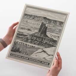 Canyonlands National Park Lithograph Style Print - Vintage Utah Archival Matte Fine Art Print. Needles Rocks Island in The Sky Desert Gift - thumbnail 2
