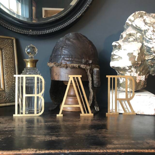 Gold Art Deco Bar Sign Rustic Metal Letters Home Decor/Uk Made - image 1