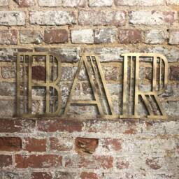 Gold Art Deco Bar Sign Rustic Metal Letters Home Decor/Uk Made - thumbnail 3