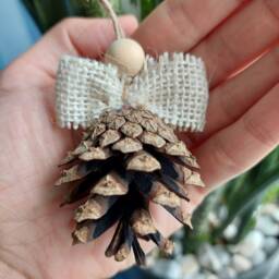 Pine Cone Christmas Ornament, Natural Burlap & Jute - thumbnail 2