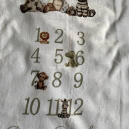 Personalised Baby Milestone Blanket Flannel Nursery Decor, Animal Design - thumbnail 3