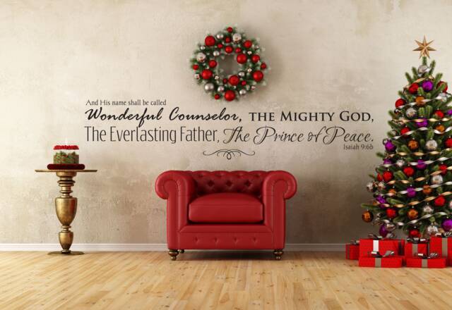 Vinyl Wall Art Decal - Isaiah 96 His Name Shall Be Called Wonderful Counselor, The Mighty God... Christmas Decor Home Church Sanctuary - image 1