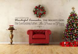 Vinyl Wall Art Decal - Isaiah 96 His Name Shall Be Called Wonderful Counselor, The Mighty God... Christmas Decor Home Church Sanctuary - thumbnail 1