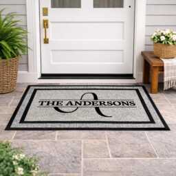 Personalized Monogram Rug - Outdoor Doormat For First Time Buyers Housewarming Gift Washable Uv Printed Custom - thumbnail 4