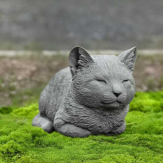 Garden Cat Statue Sleeping Kitten Ornament Stone Kitty Sculpture Concrete Animal Art Animal Decoration Cat Lover Gift Memorial Decor - image 1