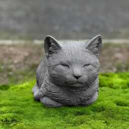 Garden Cat Statue Sleeping Kitten Ornament Stone Kitty Sculpture Concrete Animal Art Animal Decoration Cat Lover Gift Memorial Decor - thumbnail 4