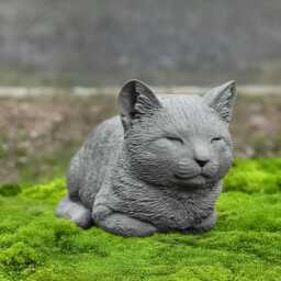 Garden Cat Statue Sleeping Kitten Ornament Stone Kitty Sculpture Concrete Animal Art Animal Decoration Cat Lover Gift Memorial Decor - thumbnail 1