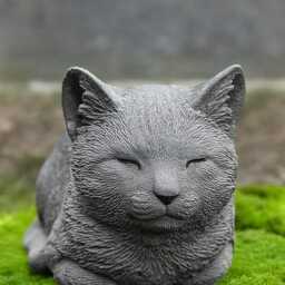 Garden Cat Statue Sleeping Kitten Ornament Stone Kitty Sculpture Concrete Animal Art Animal Decoration Cat Lover Gift Memorial Decor - thumbnail 3