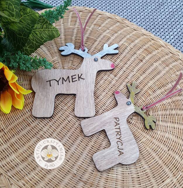 Personalised Christmas Decoration, Childs Reindeer, Tree Ornament, Glitter Bauble Personalized - image 1