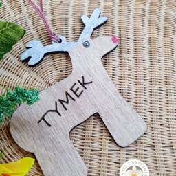 Personalised Christmas Decoration, Childs Reindeer, Tree Ornament, Glitter Bauble Personalized - thumbnail 4