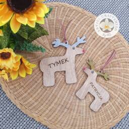 Personalised Christmas Decoration, Childs Reindeer, Tree Ornament, Glitter Bauble Personalized - thumbnail 2