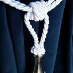 1 Modern Luxury Handmade White Color Window Treatment Hardware Curtain/Drapery/Drape Tassel Double Rope Tieback/Holdback W/Chrome Steel - thumbnail 2
