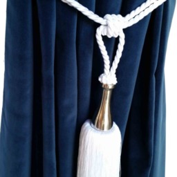 1 Modern Luxury Handmade White Color Window Treatment Hardware Curtain/Drapery/Drape Tassel Double Rope Tieback/Holdback W/Chrome Steel - thumbnail 3