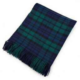 100% Lambswool Tartan Blanket Black Watch - Large, Soft & Luxurious Scottish Throw 145??194 cm - thumbnail 2