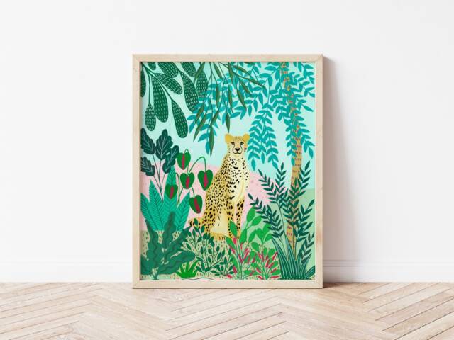 Cheetah Art Print Nursery Wall For Kids, Baby Animal Decor, Gift New Mom, Children Room Artwork - image 1