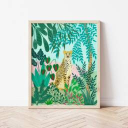 Cheetah Art Print Nursery Wall For Kids, Baby Animal Decor, Gift New Mom, Children Room Artwork - thumbnail 4