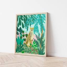 Cheetah Art Print Nursery Wall For Kids, Baby Animal Decor, Gift New Mom, Children Room Artwork - thumbnail 2