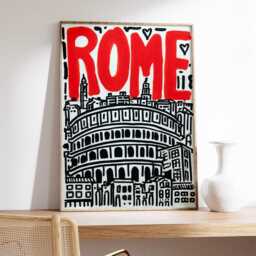 Rome Graffiti Art Print, Modern Street Style Poster, Bold Red Typography Wall Art, Contemporary City Travel Urban Home Decor - thumbnail 2