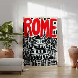 Rome Graffiti Art Print, Modern Street Style Poster, Bold Red Typography Wall Art, Contemporary City Travel Urban Home Decor - thumbnail 3