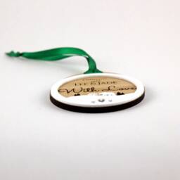 Personalised Christmas Ornament Oak & Acrylic Snow Tree Decoration - thumbnail 3