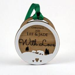 Personalised Christmas Ornament Oak & Acrylic Snow Tree Decoration - thumbnail 2