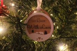Personalised Christmas Ornament Oak & Acrylic Snow Tree Decoration