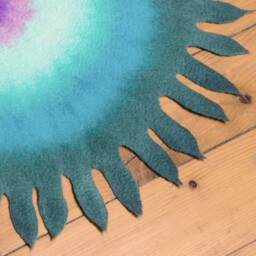 Round Handmade Felt Throw Carpet Marine Blue & Purple Unique Home Floor Decor Aesthetic Interior Design Bedroom Rug Doormat Picnic Mat - thumbnail 2