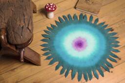 Round Handmade Felt Throw Carpet Marine Blue & Purple Unique Home Floor Decor Aesthetic Interior Design Bedroom Rug Doormat Picnic Mat - thumbnail 1