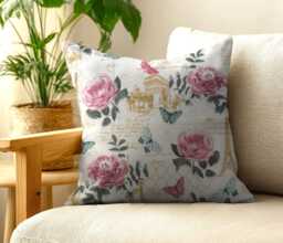 Romantic French Cushion Covers - Paris Roses Throw Pillow Cottage Decor 18 - thumbnail 1