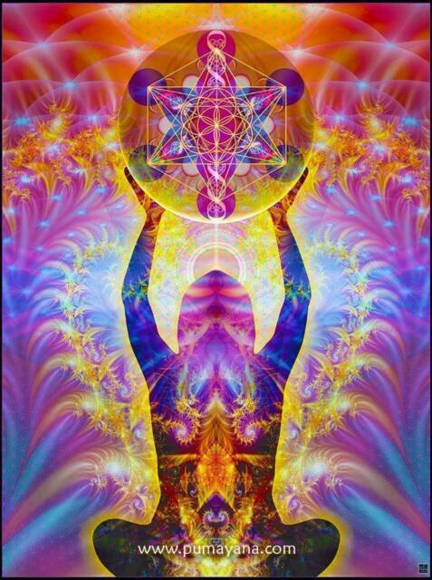 Alchemical Body Tapestry Spiritual Meditation Art, Sacred Geometry Wall Hanging - image 1