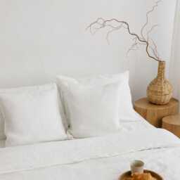 White Natural Linen Pillowcase & Duvet Cover Set. Twin, Queen, King Size. Breathable, Minimalist Bedding New Home, Hosting Gift - thumbnail 3