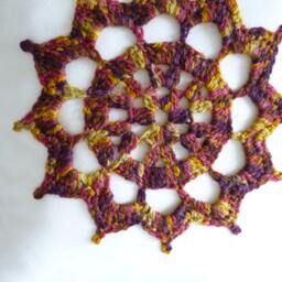 Crochet Motif Cushion - Autumn Wool Design, White Cotton Cover - thumbnail 3
