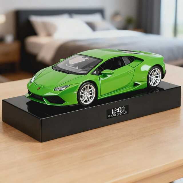 Lamborghini Huracan Alarm Clock - Realistic Engine Sound, Working Headlights, Handmade, Car Enthusiast Gift - image 1