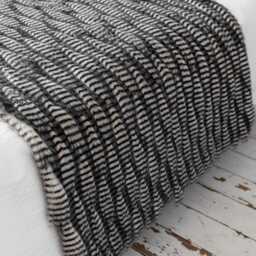 Black Faux Fur Pheasant Feather Pattern Blanket 240 X 65 cm - thumbnail 2