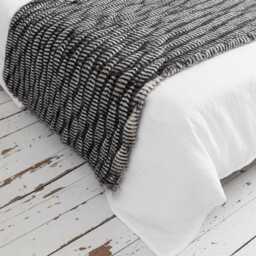 Black Faux Fur Pheasant Feather Pattern Blanket 240 X 65 cm