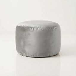Silver Plush Velvet Beanbag Ottoman Round Footstool Pouf - thumbnail 3