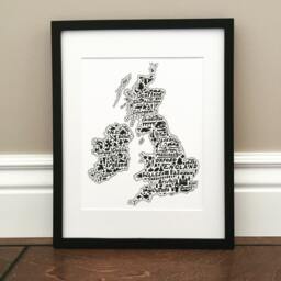 "British Isles Map Art Print Hand-Drawn UK Landmarks - 8.5"" X 11" - thumbnail 1
