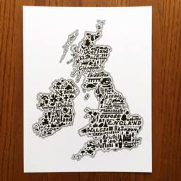 "British Isles Map Art Print Hand-Drawn UK Landmarks - 8.5"" X 11" - thumbnail 2