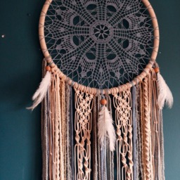 Large Blue Crochet Dream Catcher, Boho Wall Hanging - thumbnail 2