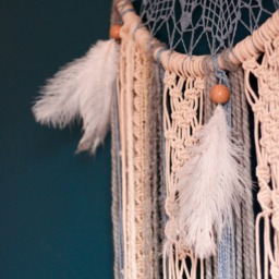 Large Blue Crochet Dream Catcher, Boho Wall Hanging - thumbnail 3