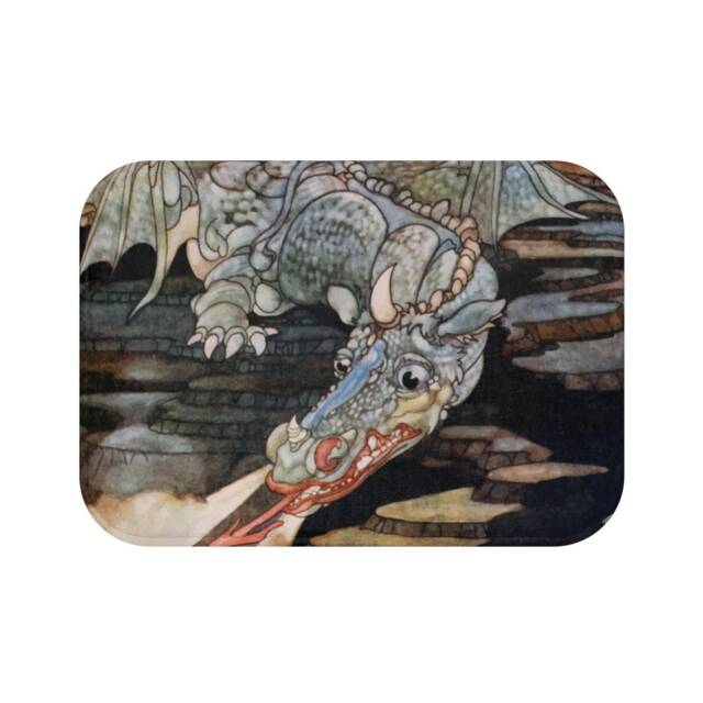 Here Be Dragons, Bath Mat, Vintage Art Nouveau Illustration - image 1