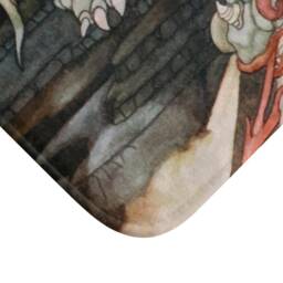 Here Be Dragons, Bath Mat, Vintage Art Nouveau Illustration - thumbnail 2
