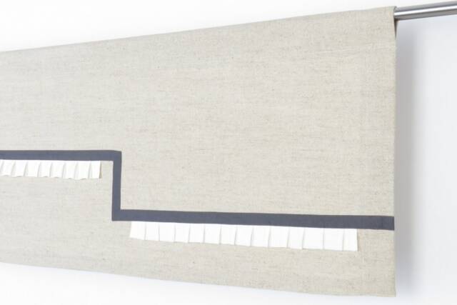 Modern Rod Pocket Linen Valance With Charcoal Stripe White Frill, Geometric Valance, Contemporary Custom Made Valence Curtain Panel - image 1